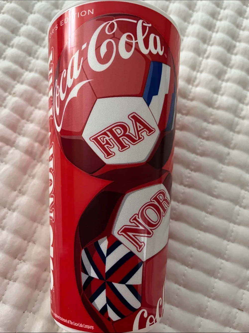 ⚽️ France 🇫🇷 vs Norway 🇳🇴 Coca-Cola Red White and Blue World Cup Soccer Cup ⚽️